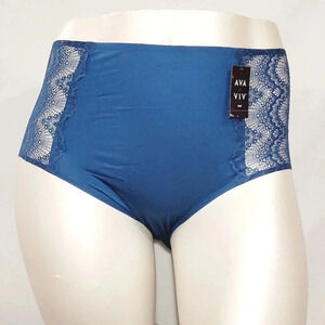 3X Ava & Viv High Waist Bonded Briefs with Lace Deep Teal  New with Tags